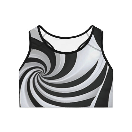 Black & White Swirl Sports Bra - Customizable, Comfortable & High-Performance Activewear - captivatingconversationsstarters