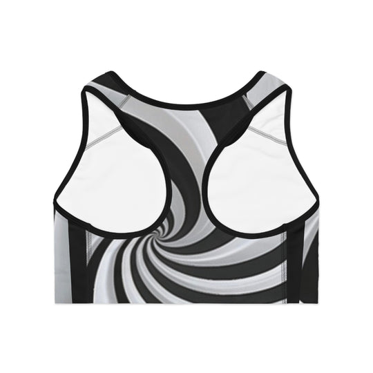 Black & White Swirl Sports Bra - Customizable, Comfortable & High-Performance Activewear - captivatingconversationsstarters