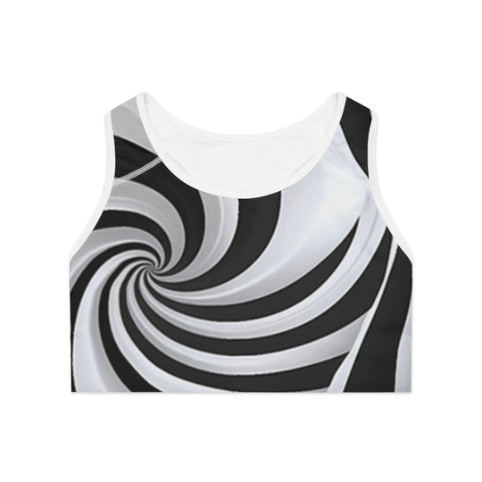 Black & White Swirl Sports Bra - Customizable, Comfortable & High-Performance Activewear - captivatingconversationsstarters
