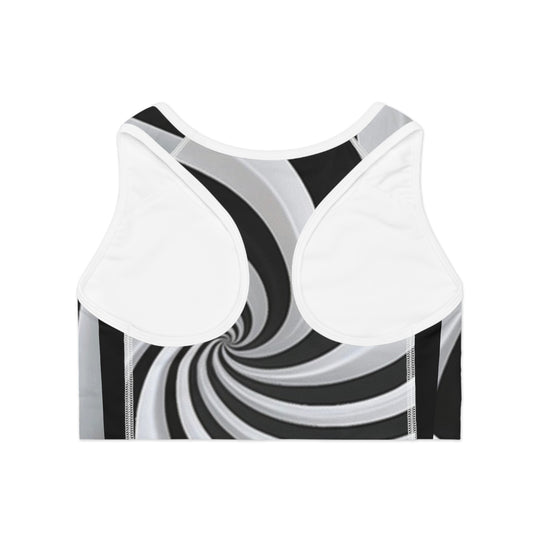 Black & White Swirl Sports Bra - Customizable, Comfortable & High-Performance Activewear - captivatingconversationsstarters