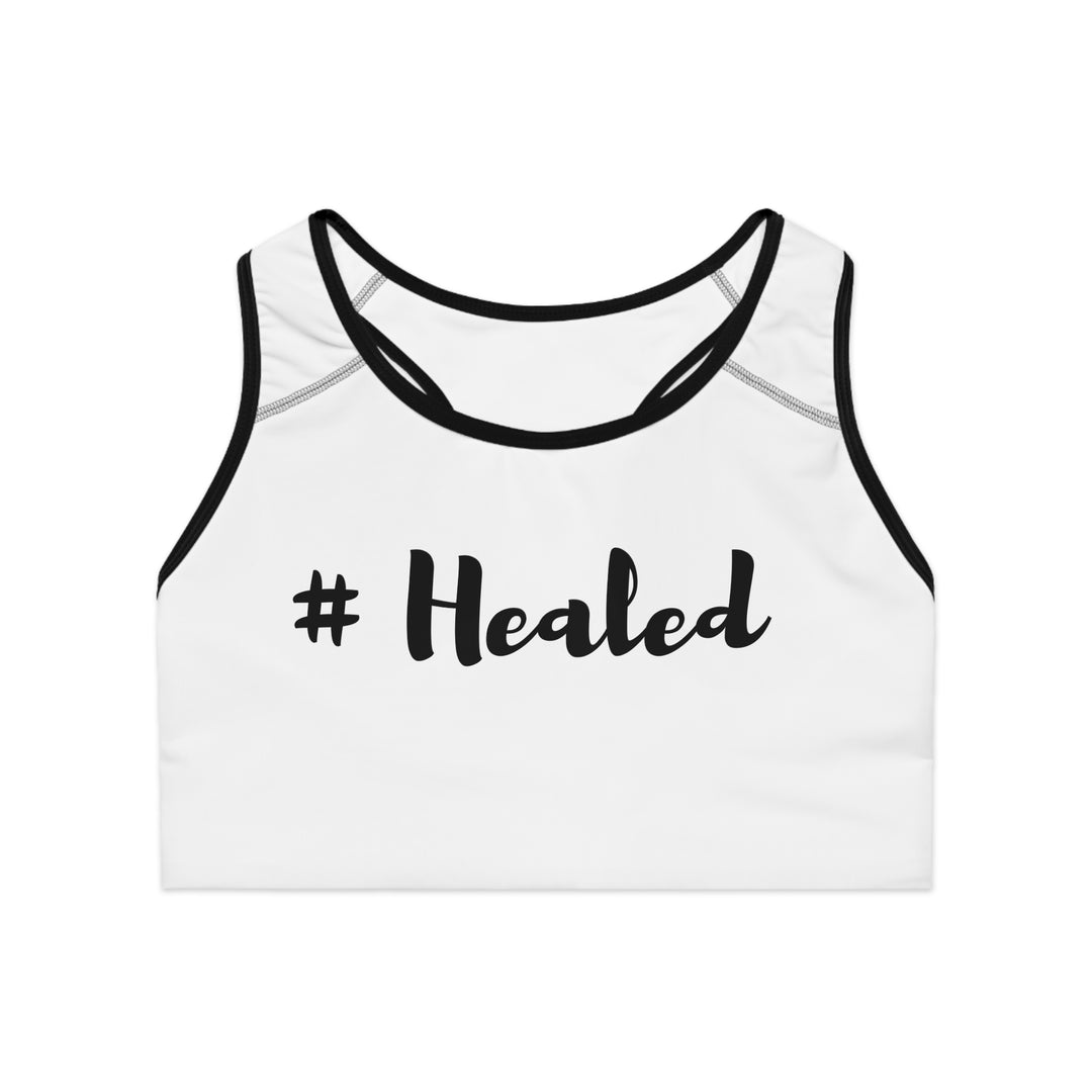 Custom 'Healed' Sports Bra – All-Over Print, Compression Fit, Moisture-Wicking Comfort - captivatingconversationsstarters