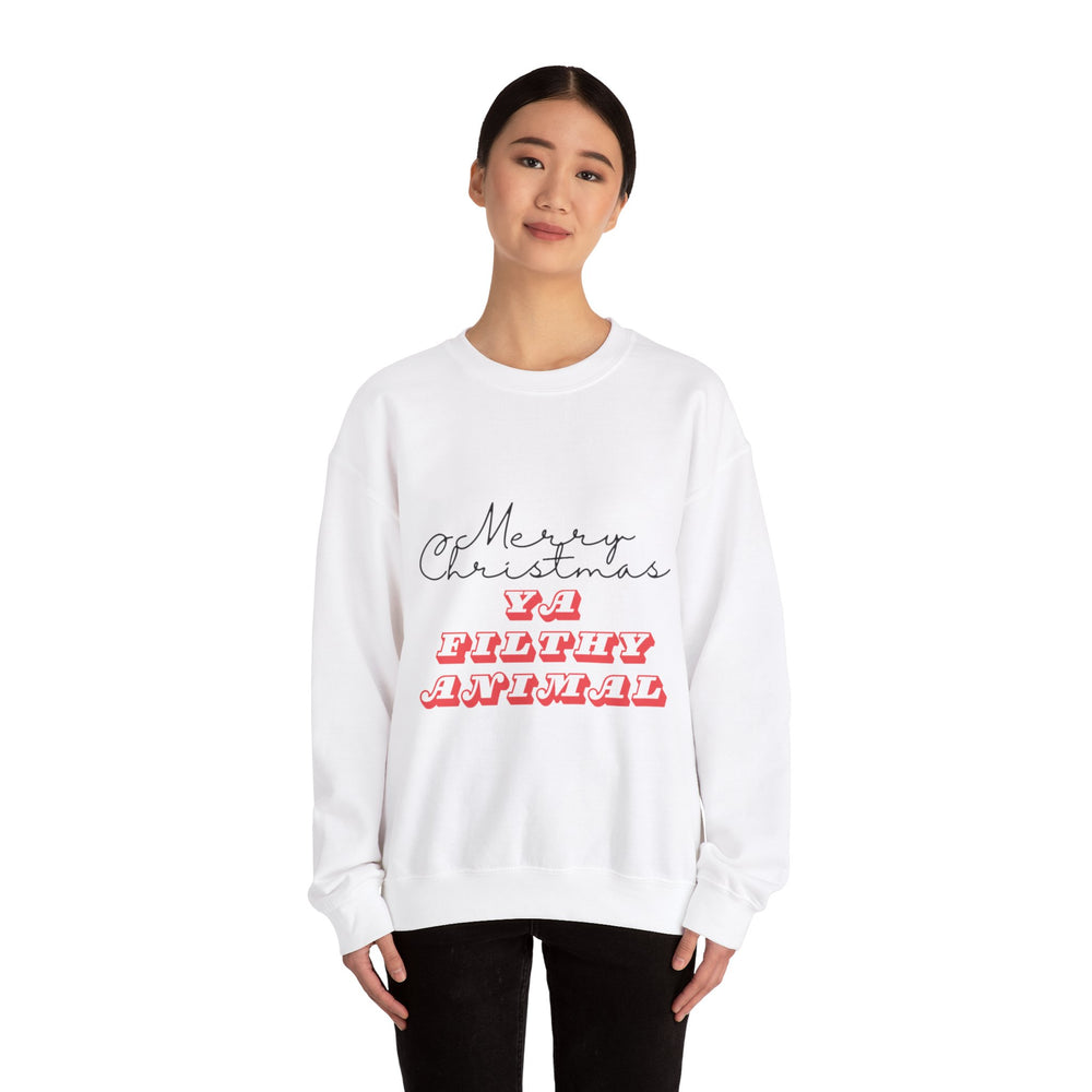 Merry Christmas Ya Filthy Animal Sweatshirt – Cozy Holiday Humor, Iconic Style & Ultimate Comfor - captivatingconversationsstarters
