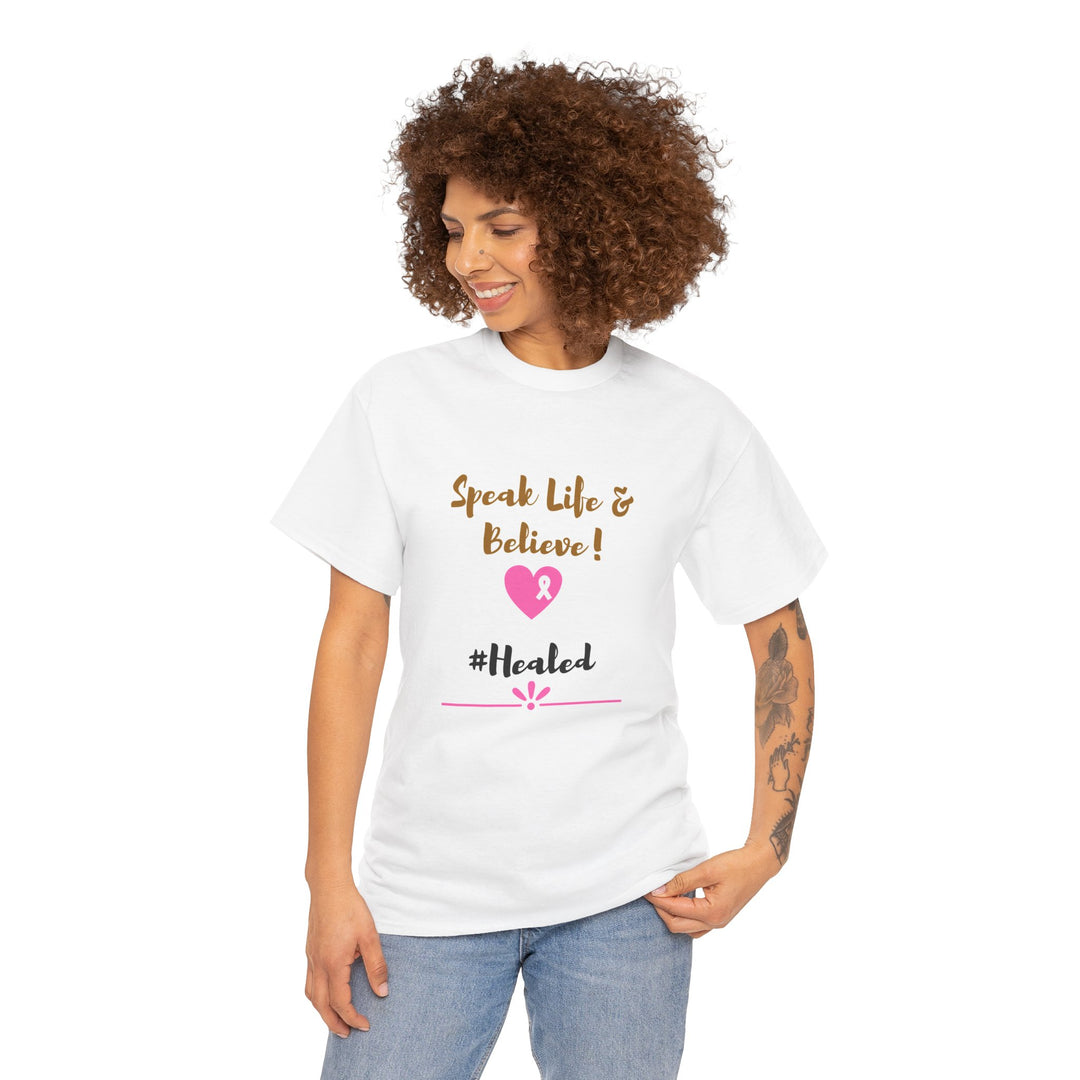 Healed Breast Cancer Awareness Tee – Unisex Cotton Shirt for Comfort & Purpose - captivatingconversationsstarters