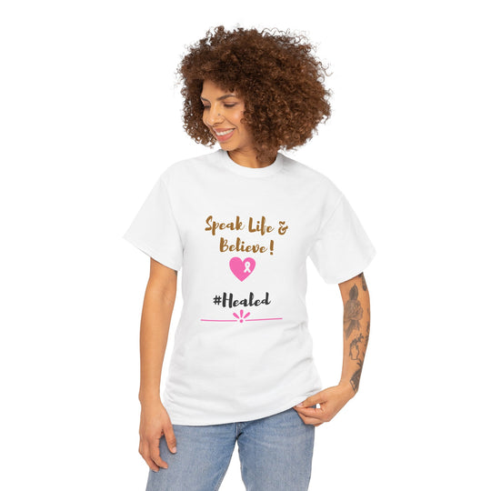 Healed Breast Cancer Awareness Tee – Unisex Cotton Shirt for Comfort & Purpose - captivatingconversationsstarters