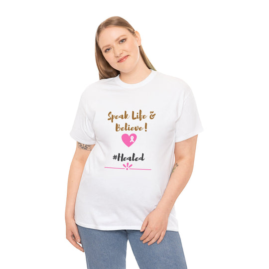Healed Breast Cancer Awareness Tee – Unisex Cotton Shirt for Comfort & Purpose - captivatingconversationsstarters