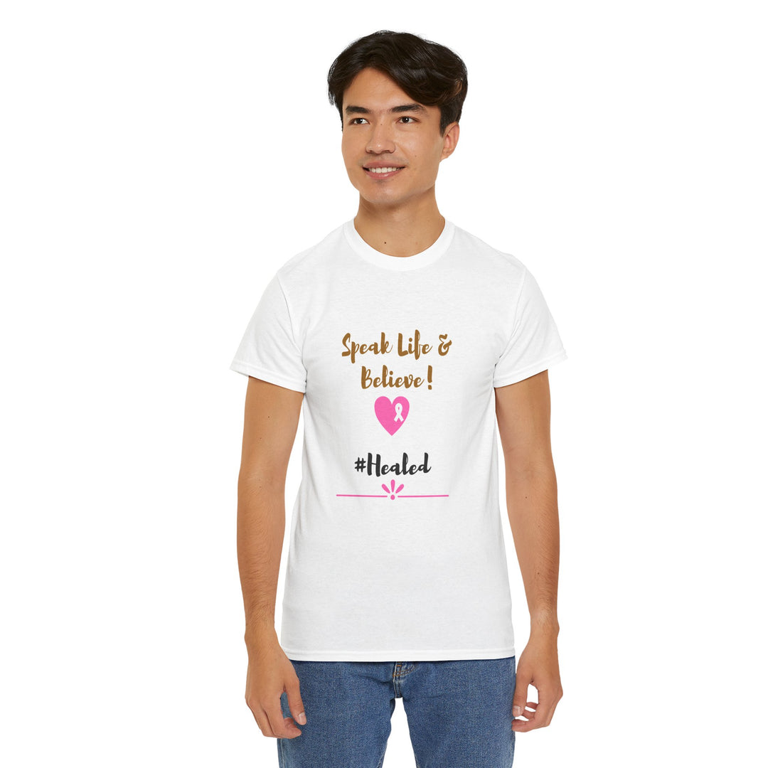 Healed Breast Cancer Awareness Tee – Unisex Cotton Shirt for Comfort & Purpose - captivatingconversationsstarters
