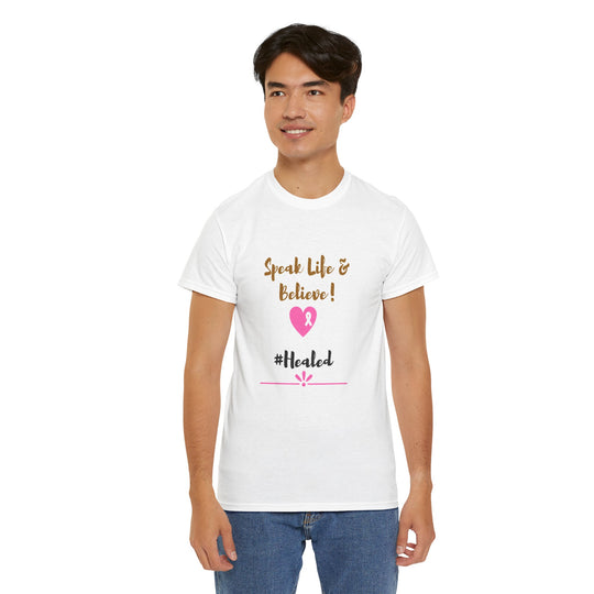 Healed Breast Cancer Awareness Tee – Unisex Cotton Shirt for Comfort & Purpose - captivatingconversationsstarters