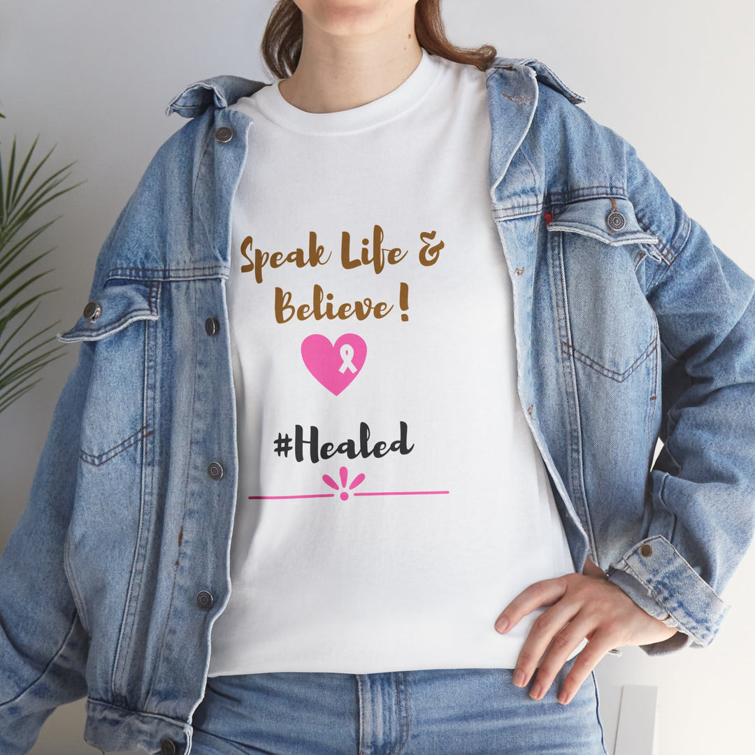 Healed Breast Cancer Awareness Tee – Unisex Cotton Shirt for Comfort & Purpose - captivatingconversationsstarters