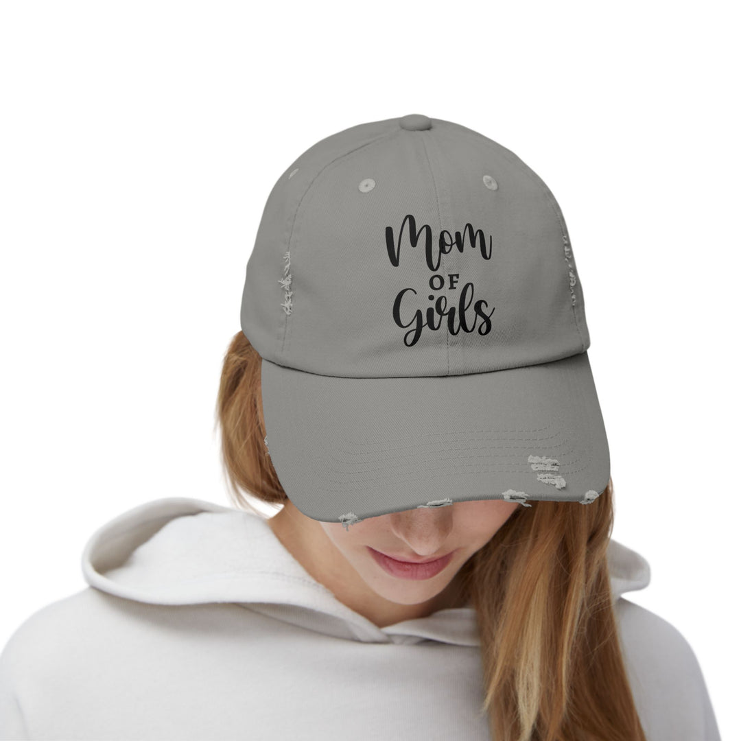 Mom of Girls Distressed Cap - captivatingconversationsstarters
