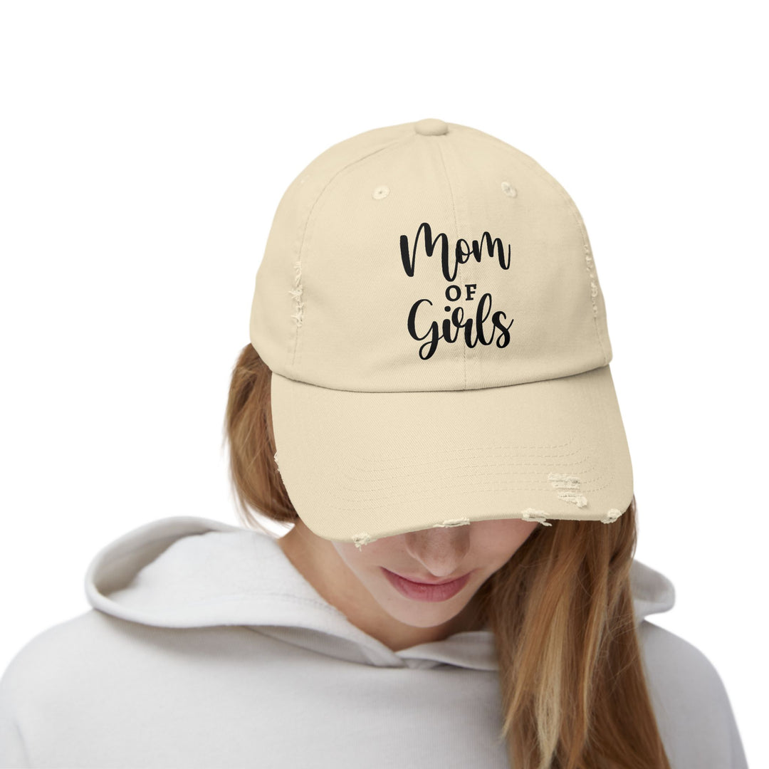 Mom of Girls Distressed Cap - captivatingconversationsstarters