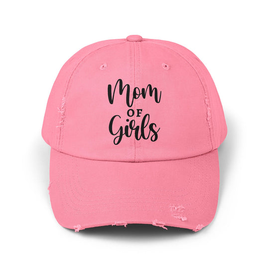 Mom of Girls Distressed Cap - captivatingconversationsstarters