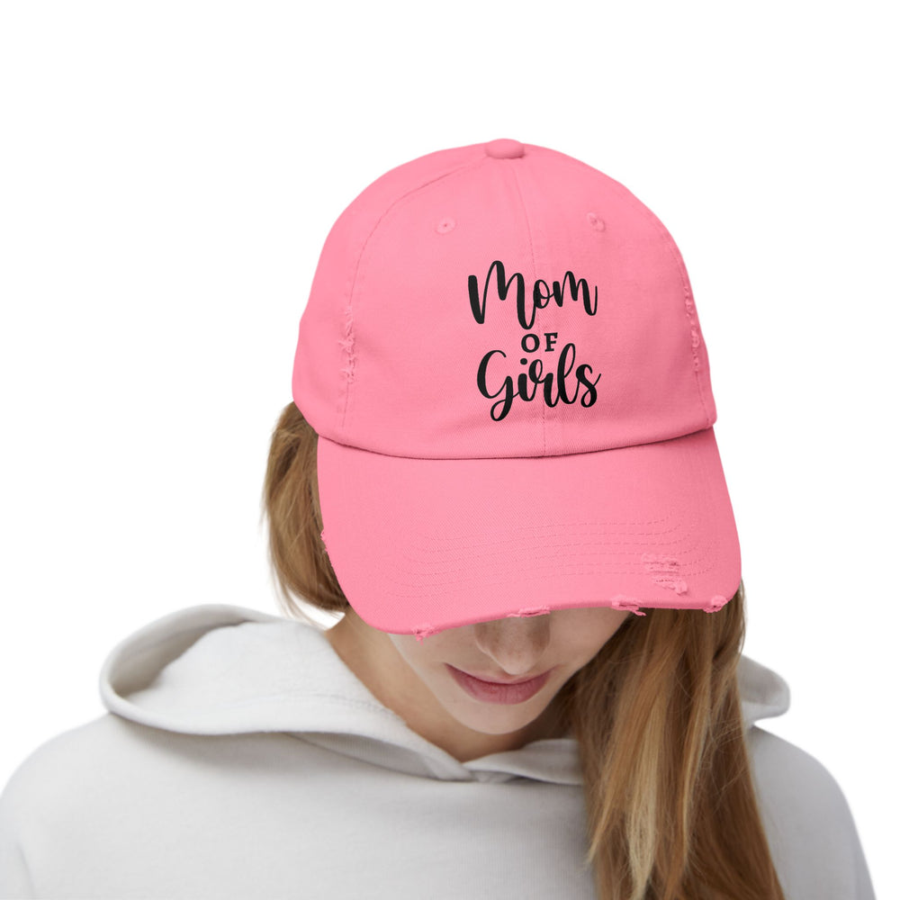 Mom of Girls Distressed Cap - captivatingconversationsstarters