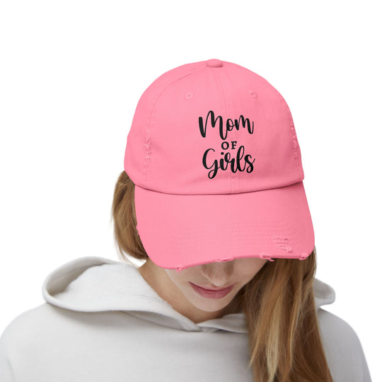 Mom of Girls Distressed Cap - captivatingconversationsstarters