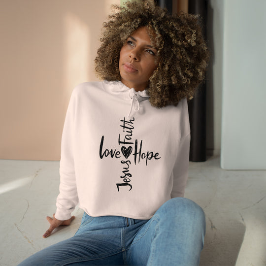 Faith & Love Jesus Crop Hoodie - Hope-Inspired Comfort Wear for Women - captivatingconversationsstarters