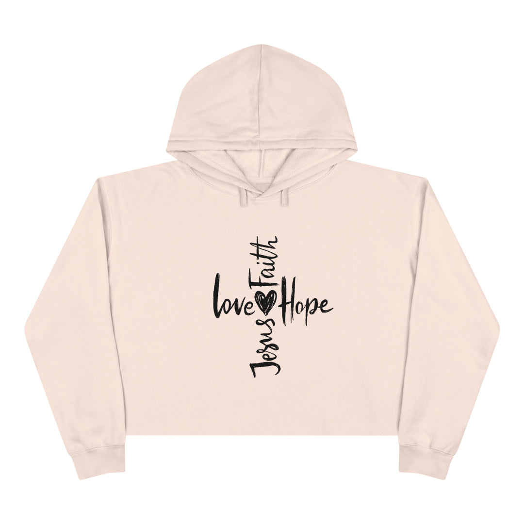 Faith & Love Jesus Crop Hoodie - Hope-Inspired Comfort Wear for Women - captivatingconversationsstarters