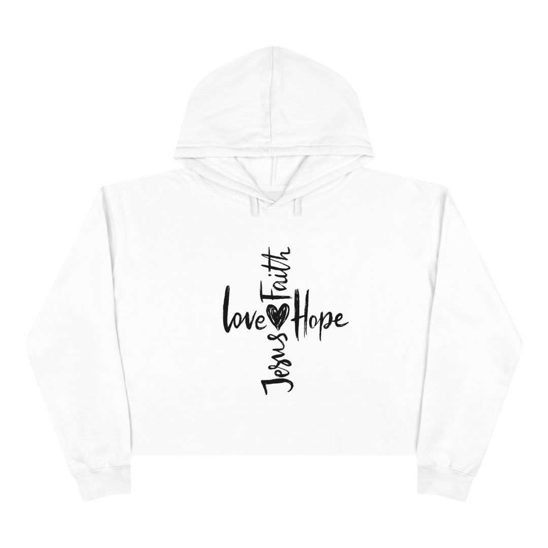 Faith & Love Jesus Crop Hoodie - Hope-Inspired Comfort Wear for Women - captivatingconversationsstarters