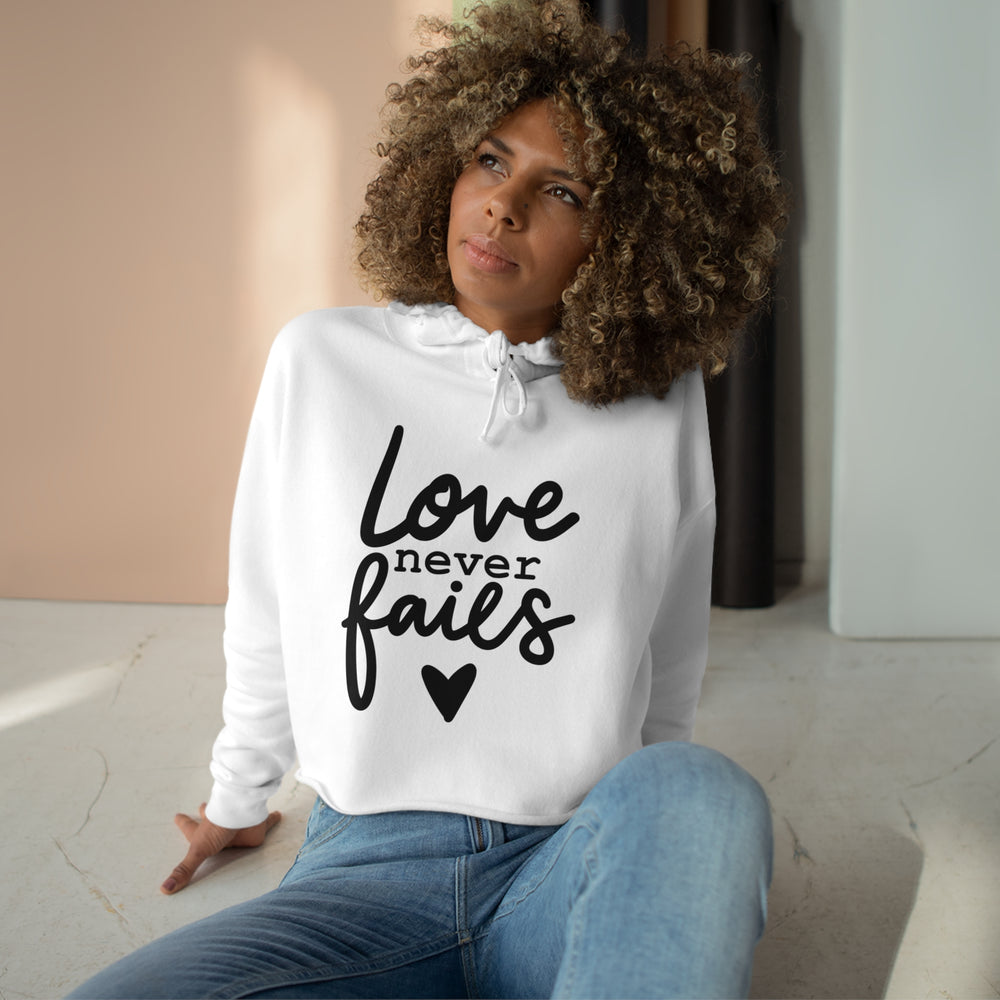 Stylish Mindful & Inspirational "Love Never Fails" Spiritual Crop Hoodie - captivatingconversationsstarters