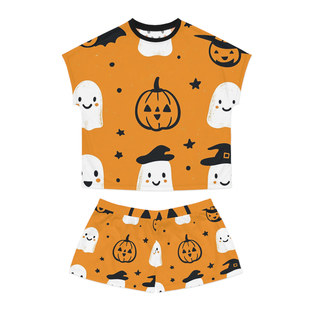 Pumpkin Spice Dreams: Women's Halloween Orange Pajama Set - captivatingconversationsstarters