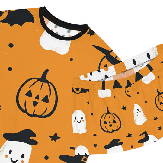 Pumpkin Spice Dreams: Women's Halloween Orange Pajama Set - captivatingconversationsstarters