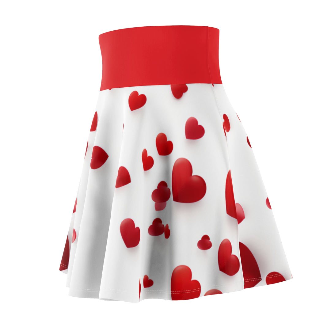 Charming Love Heart Mini Skirt - Trendy Red Hearts on White - captivatingconversationsstarters