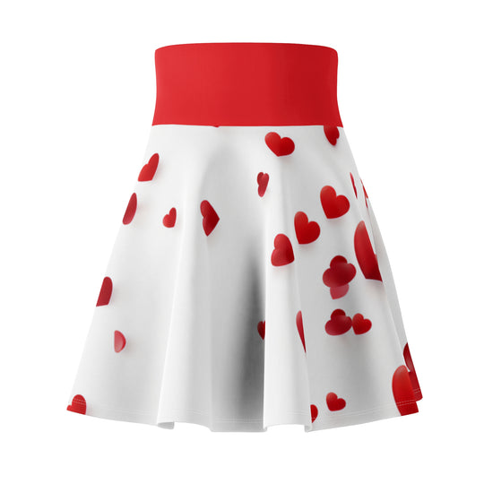 Charming Love Heart Mini Skirt - Trendy Red Hearts on White - captivatingconversationsstarters
