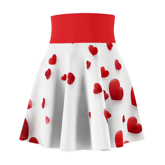 Charming Love Heart Mini Skirt - Trendy Red Hearts on White - captivatingconversationsstarters