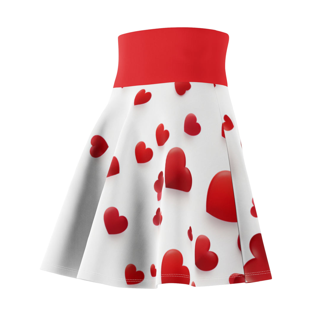 Charming Love Heart Mini Skirt - Trendy Red Hearts on White - captivatingconversationsstarters