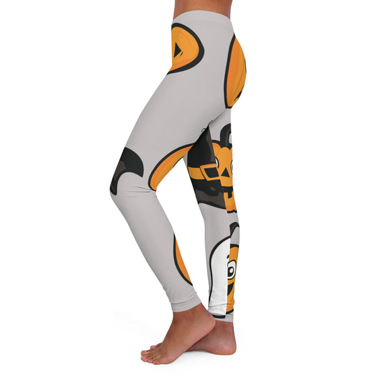 Cozy Halloween Spandex Leggings - Playful Pumpkins & Enchanting Witches Design - captivatingconversationsstarters