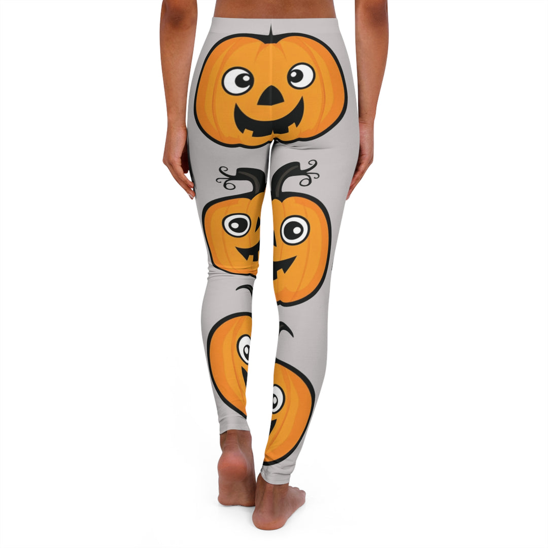 Cozy Halloween Spandex Leggings - Playful Pumpkins & Enchanting Witches Design - captivatingconversationsstarters