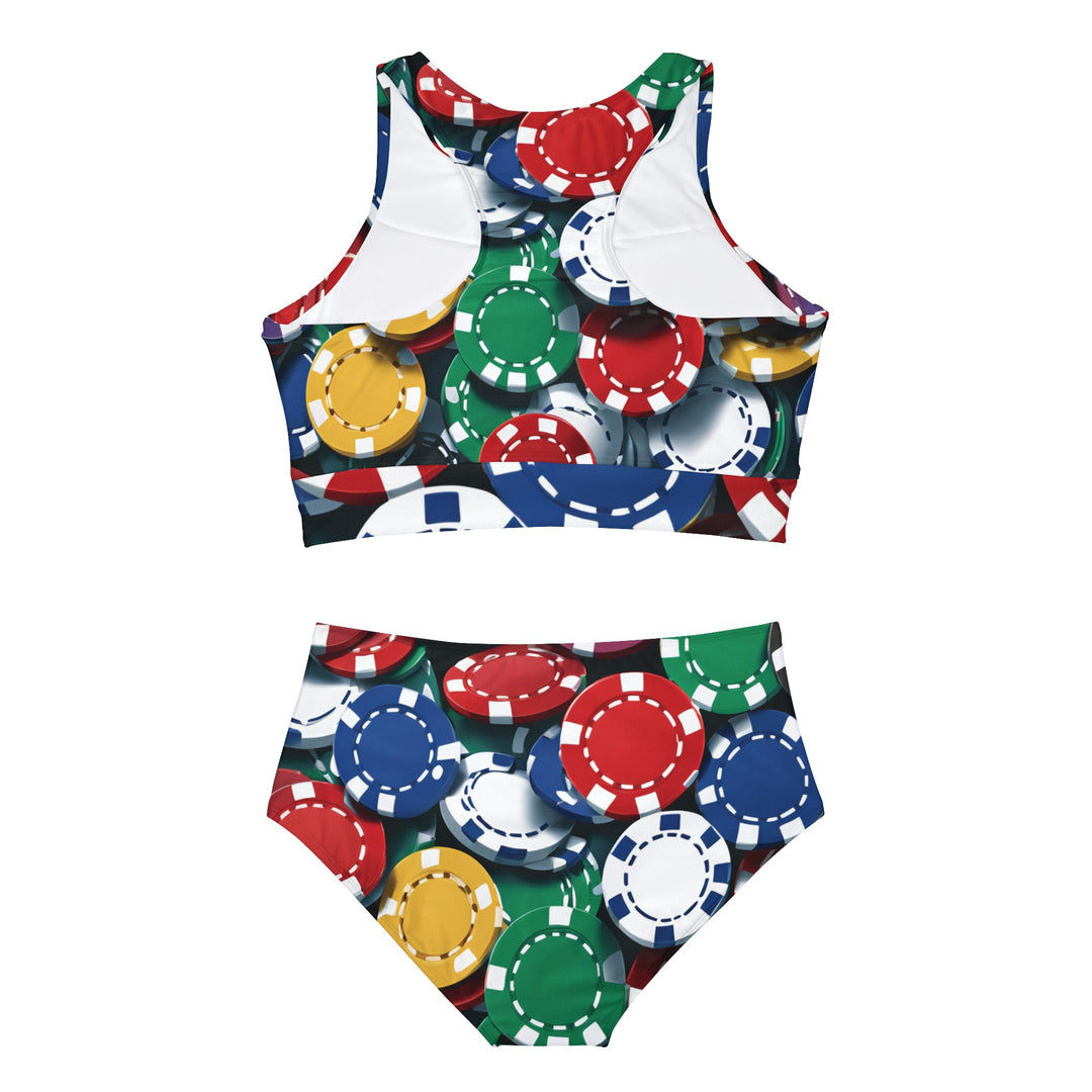Roll the Dice Casino Bikini Set – High-Waist Athletic Style with 4-Way Stretch Comfort - captivatingconversationsstarters