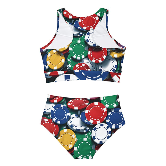 Roll the Dice Casino Bikini Set – High-Waist Athletic Style with 4-Way Stretch Comfort - captivatingconversationsstarters
