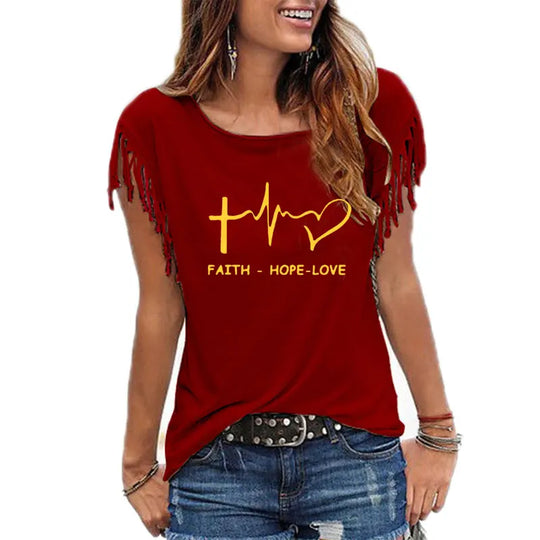 Faith, Hope, Love" - Women's Inspirational Graphic Tee - captivatingconversationsstarters